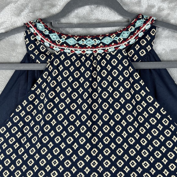 ANTHROPOLOGIE  THML Faye Embroidered Halter Dress Women's Large Lined Bohemian - Picture 5 of 11